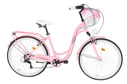 Vélo femme Davi Maria Aluminium 28″, 7 vitesses, 160–185 cm, rose