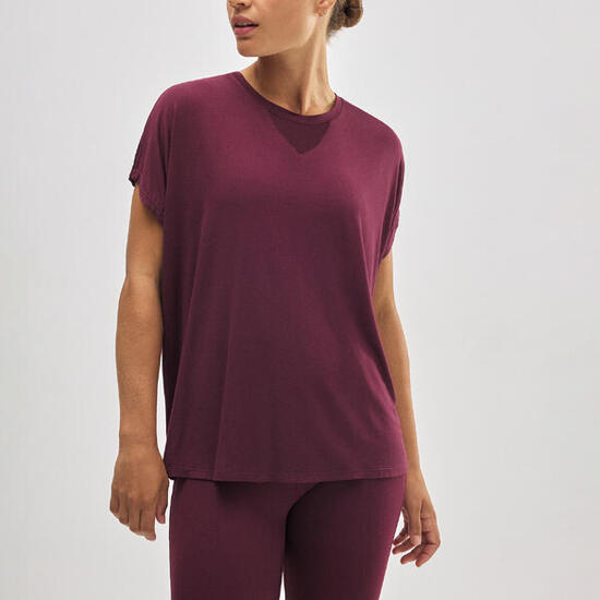 Camiseta deportiva manga corta burdeos