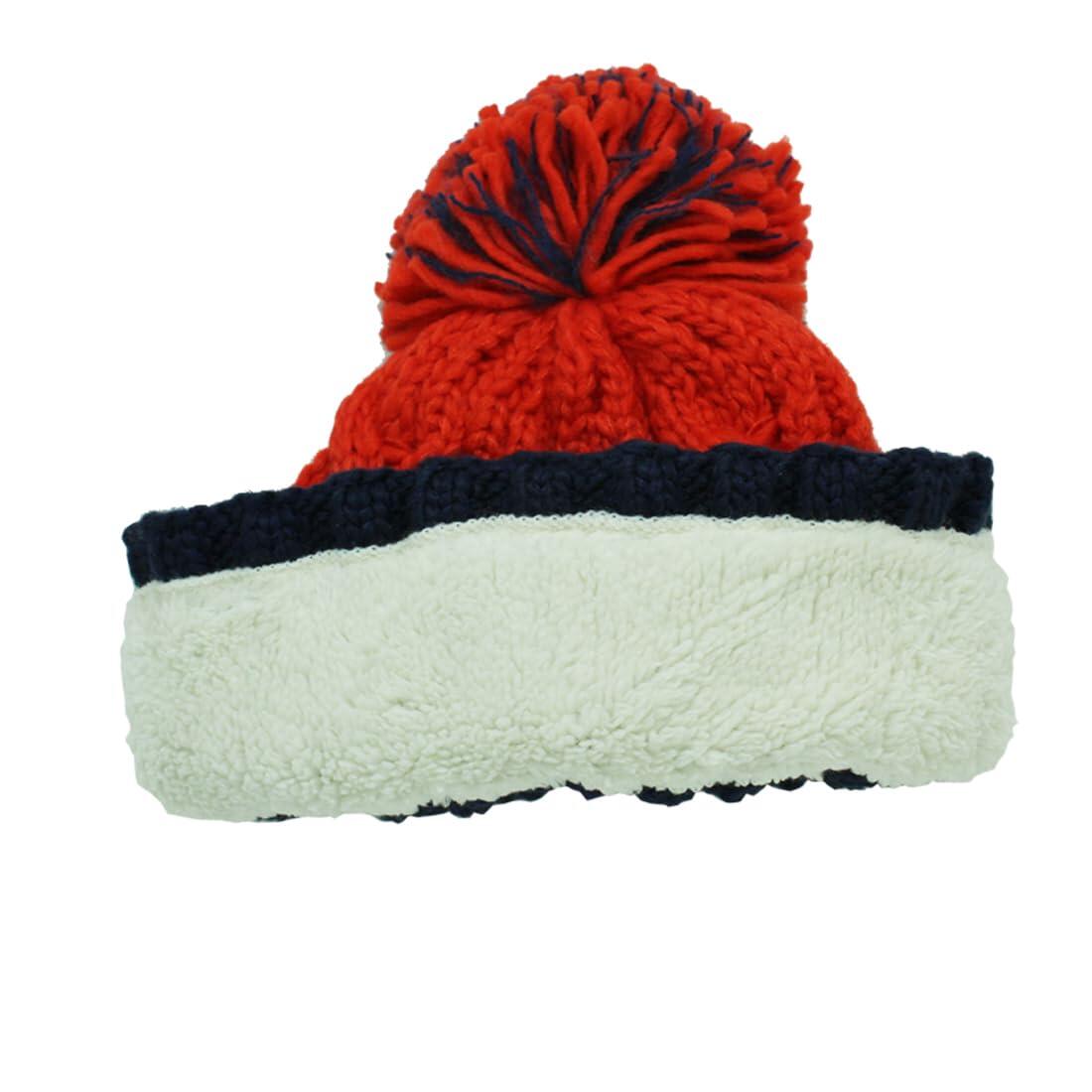 Gorro Pompón - Talla Única - Forro Interior - Unisex (Marino/Naranja) 2/5