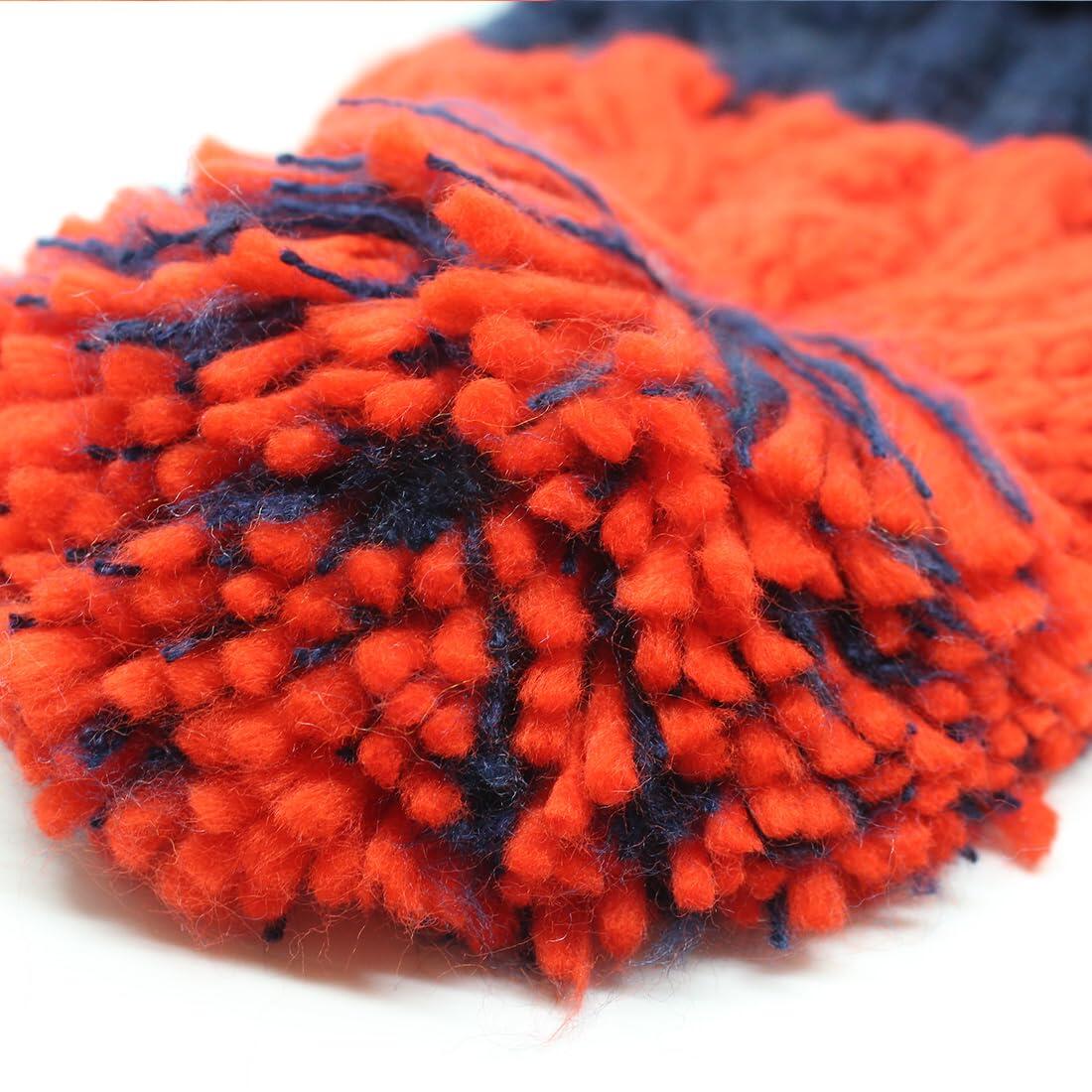Gorro Pompón - Talla Única - Forro Interior - Unisex (Marino/Naranja) 4/5