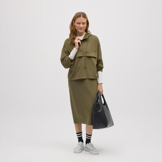 Sudadera con capucha fluida verde