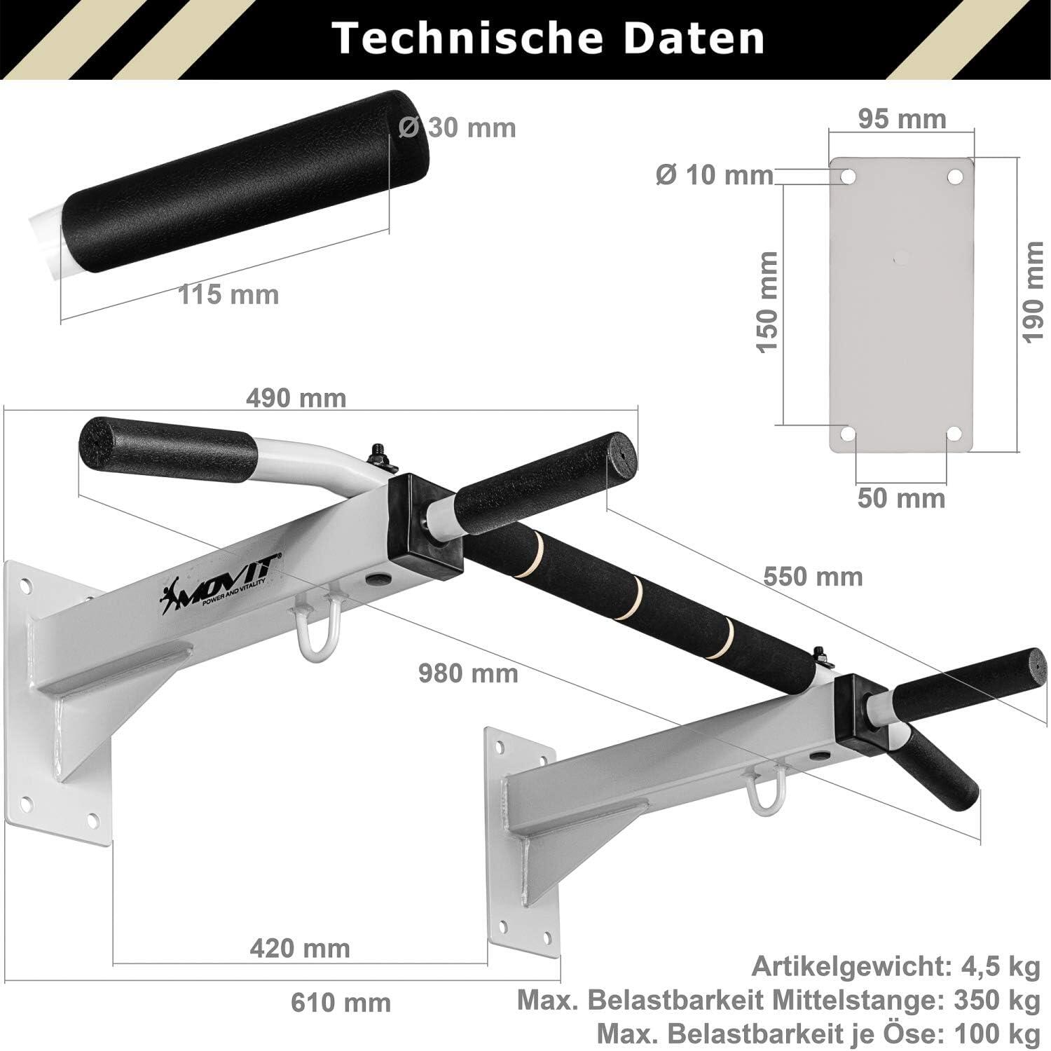 Barre de traction murale Noir/Blanc 5/7