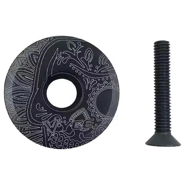 Ultra-light aluminum stem cap black patterned