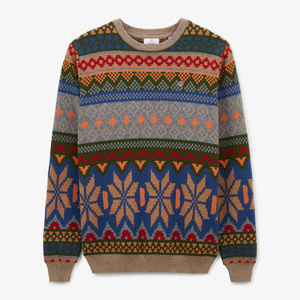 Pull col rond en coton et laine Jacquard à motifs Manel