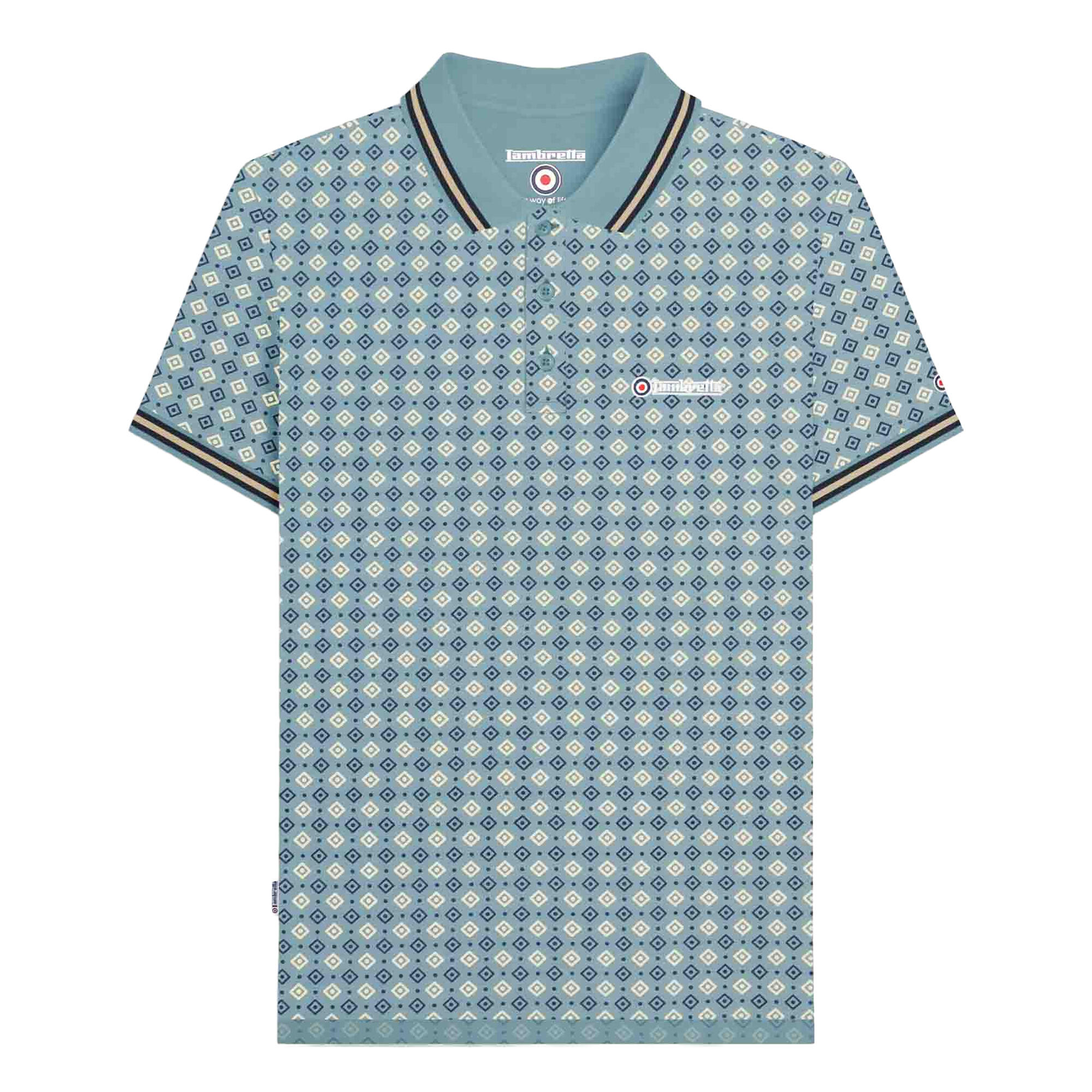 Lambretta Mens SS25 Geometric Polo Shirt