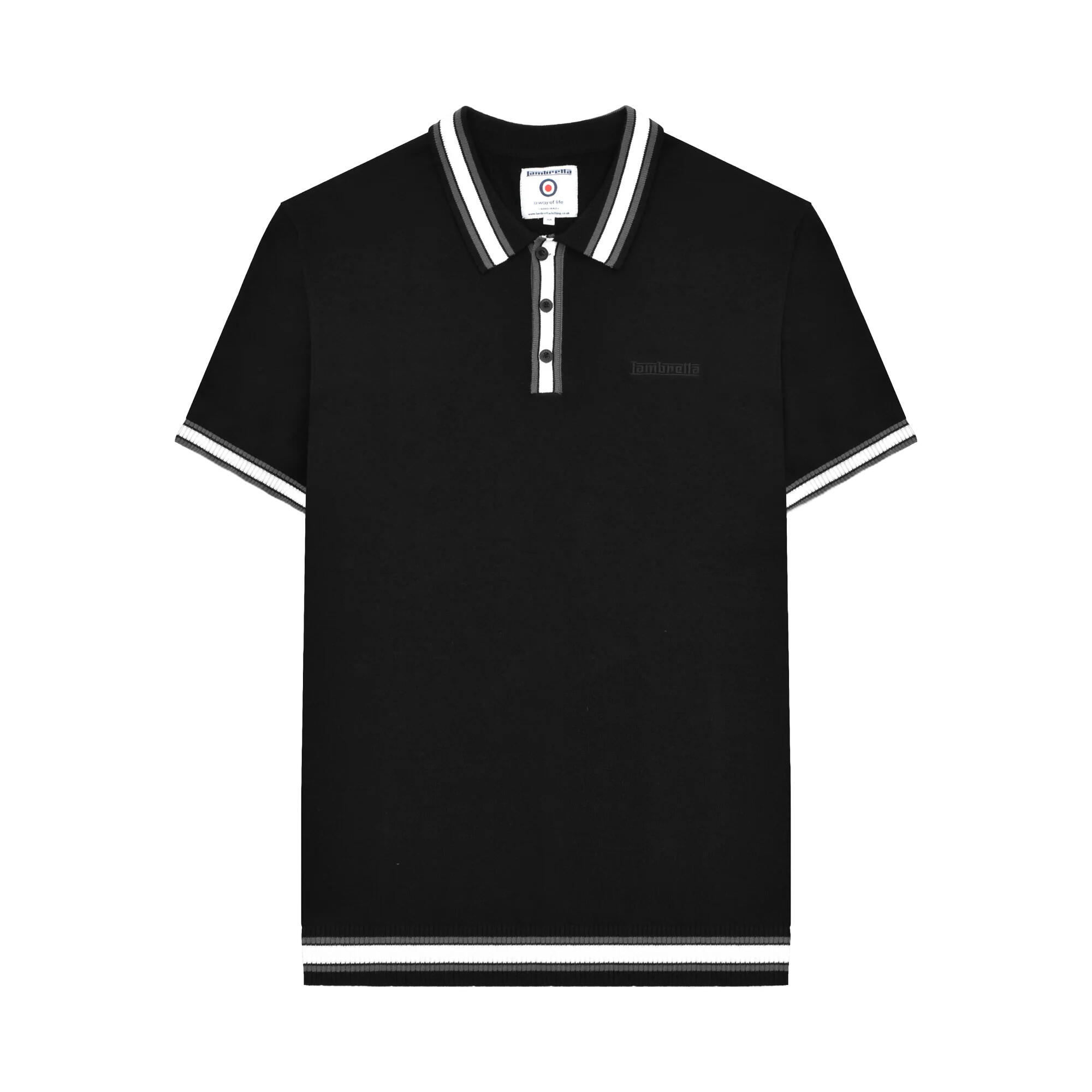 Lambretta Mens Valero Knitted Tipped Short-Sleeved Polo Shirt