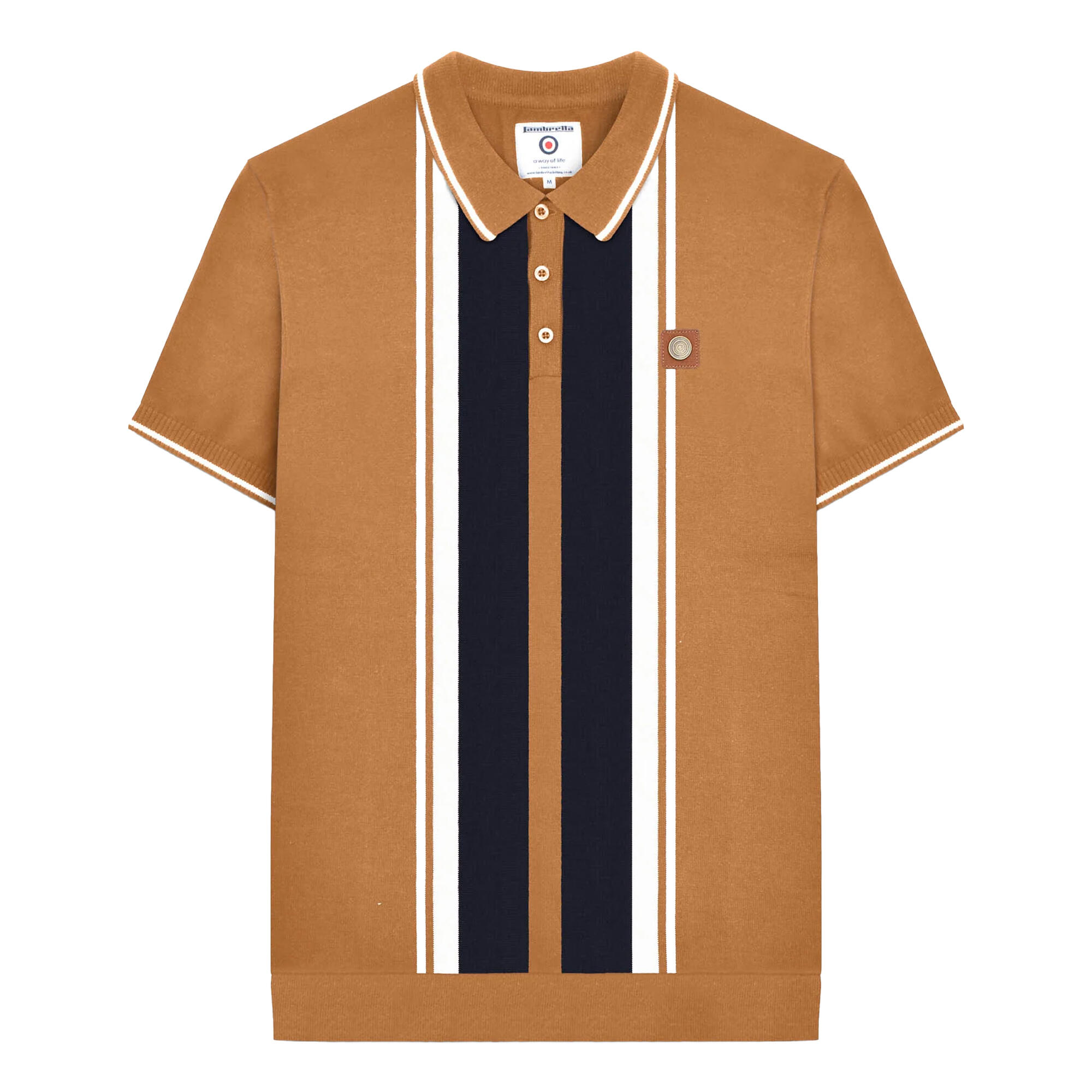 Lambretta Mens Greco Striped Knitted Short-Sleeved Polo Shirt