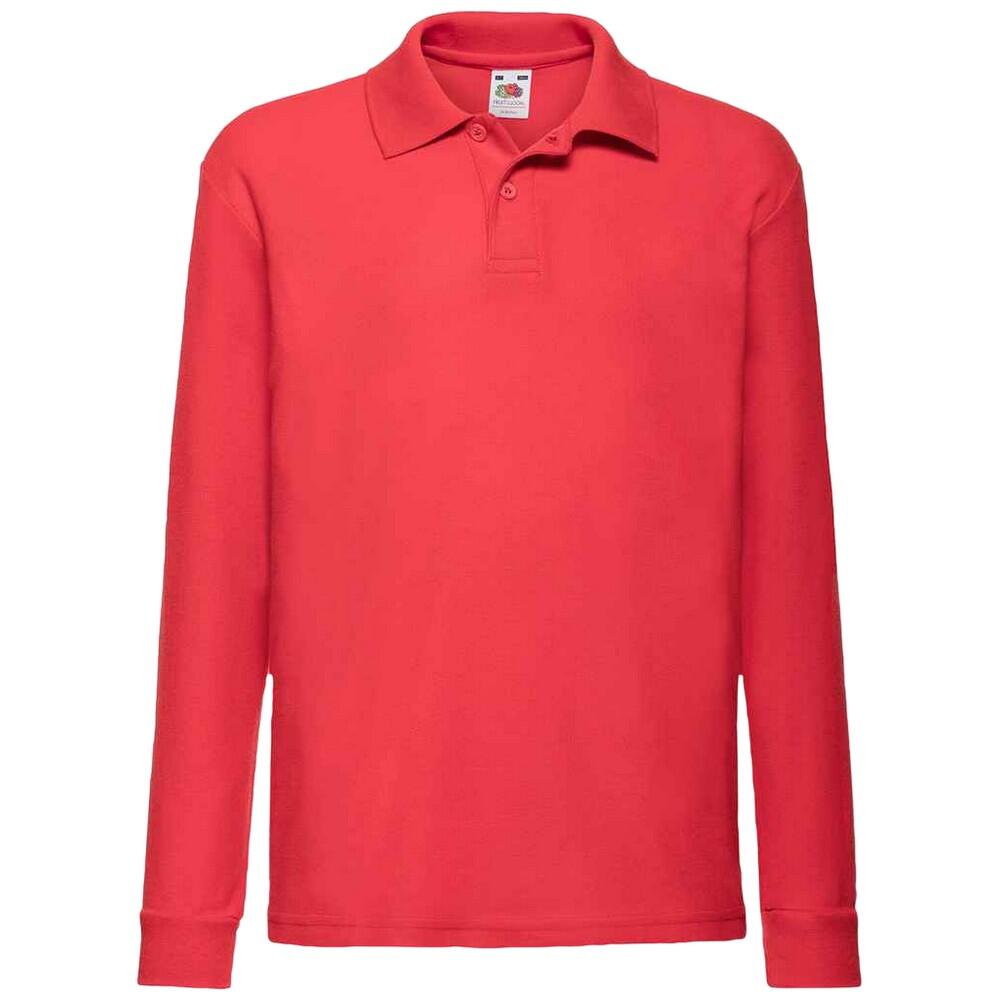 Fruit Of The Loom Childrens/Kids Long Sleeve Pique Polo Shirt