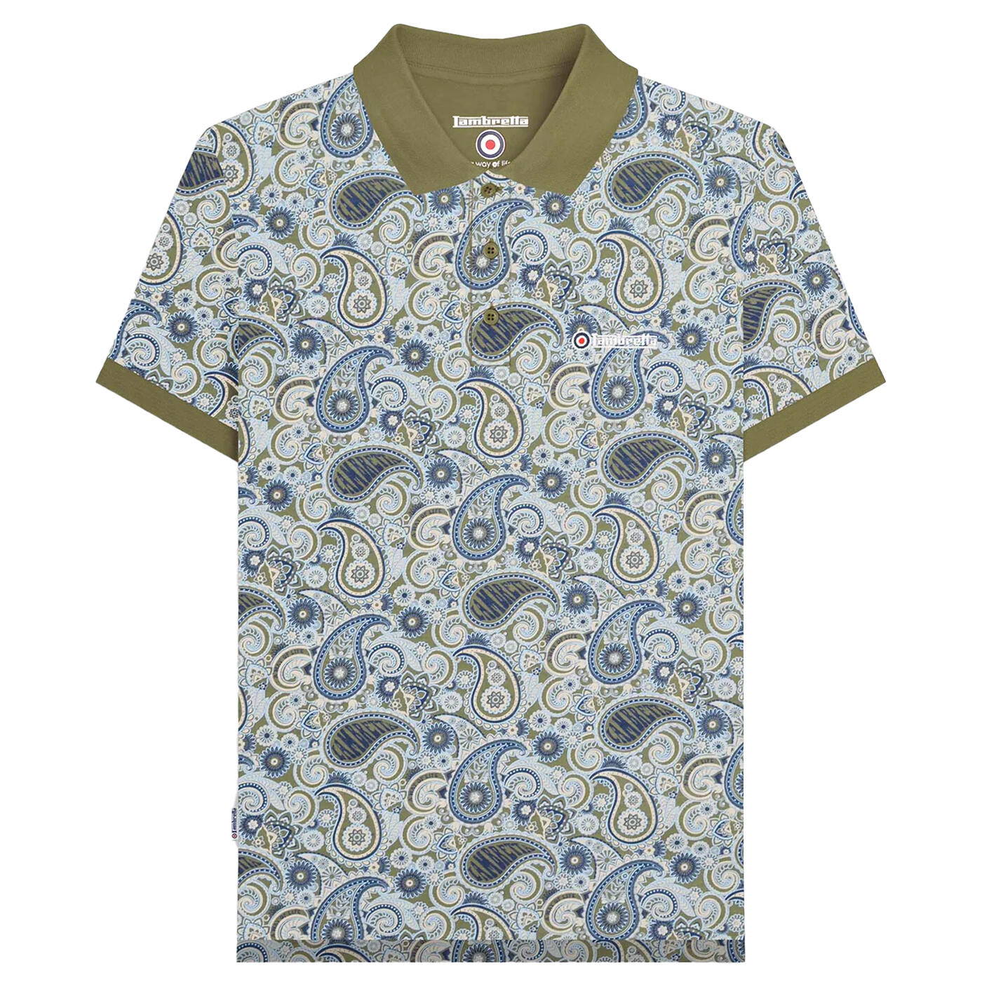 Lambretta Mens SS25 Paisley Branded Polo Shirt
