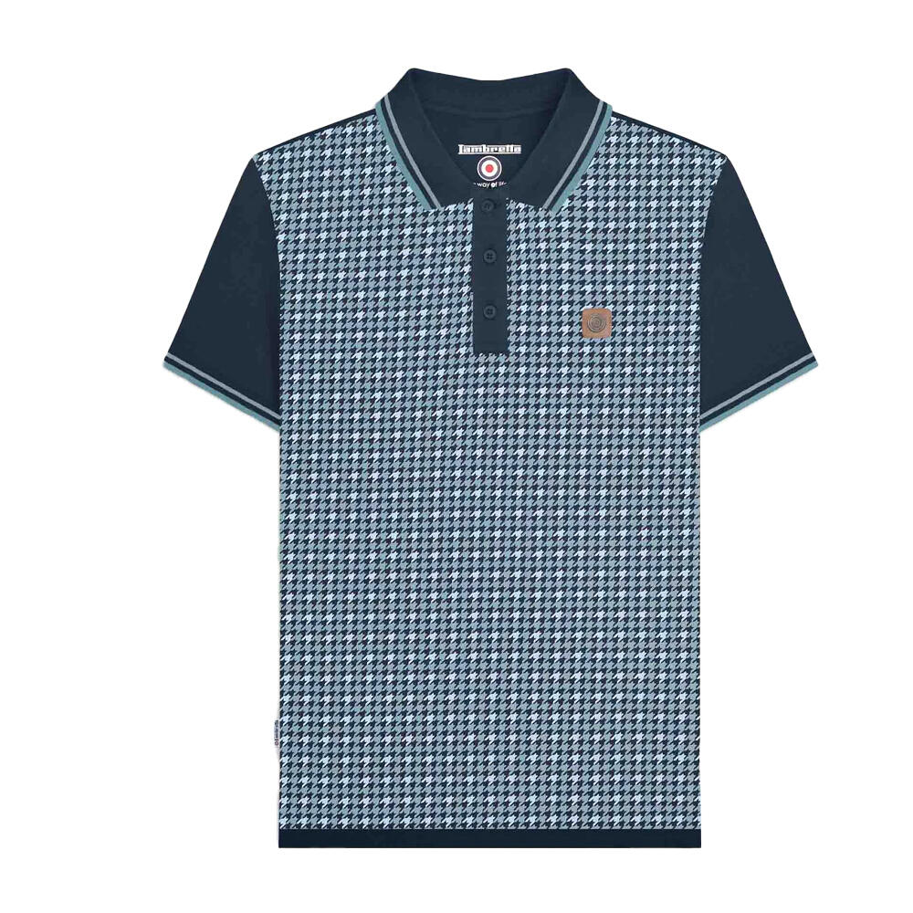 Lambretta Mens SS24 Houndstooth Polo Shirt