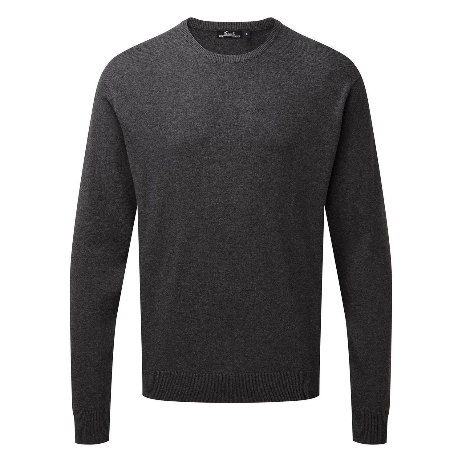 Premier Mens Knitted Cotton Crew Neck Sweatshirt