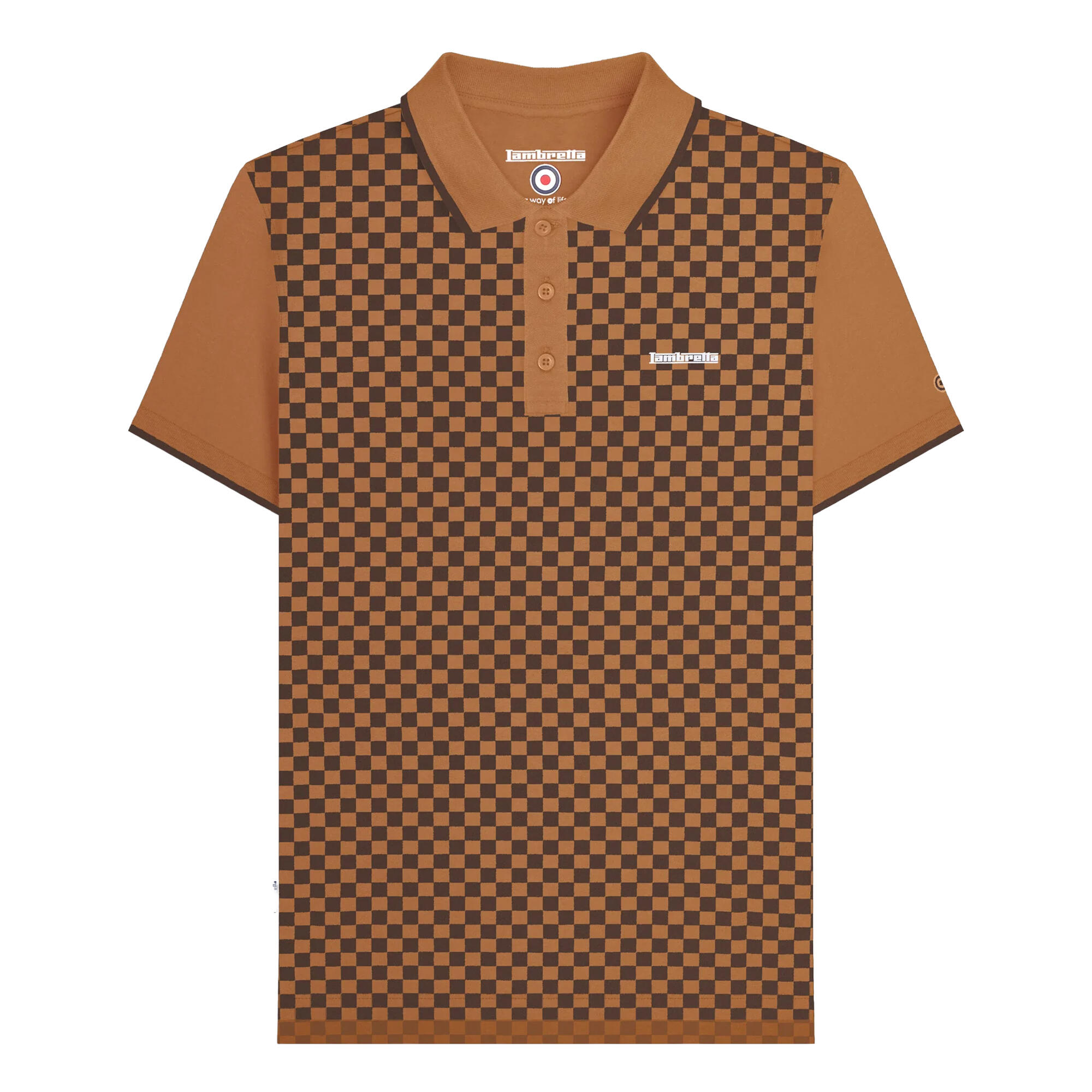 Lambretta Mens Two Tone All-Over Print Polo Shirt