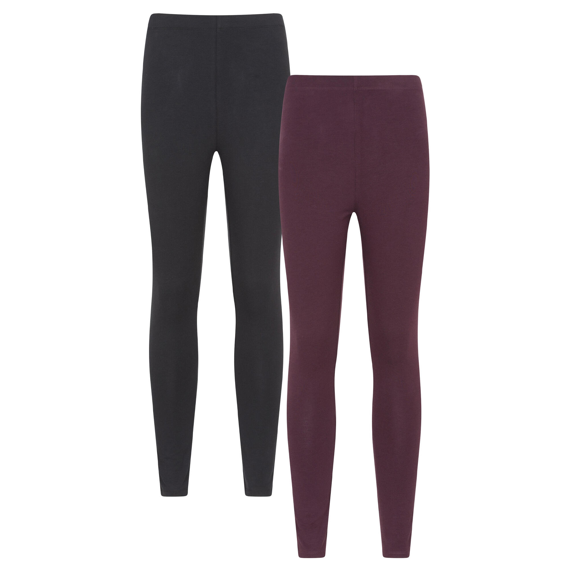 Mountain Warehouse Womens/Ladies Cotton Blend Midweight Leggings (Pack of 2)