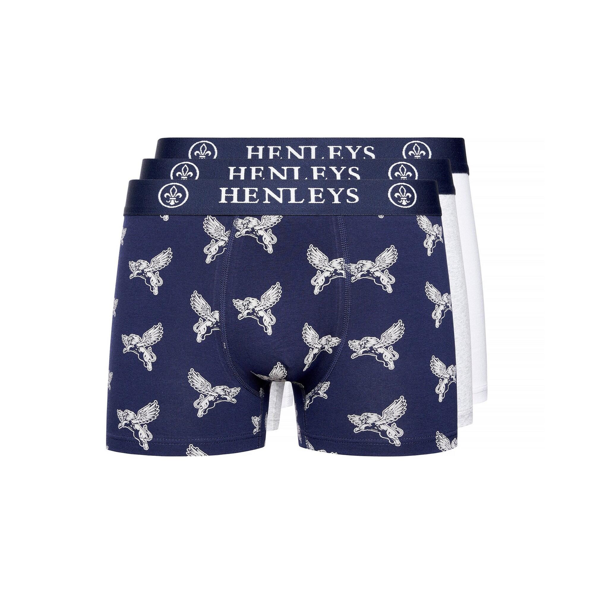 Henleys Mens Lionwing Assorted Designs Boxer Shorts (Pack of 3)