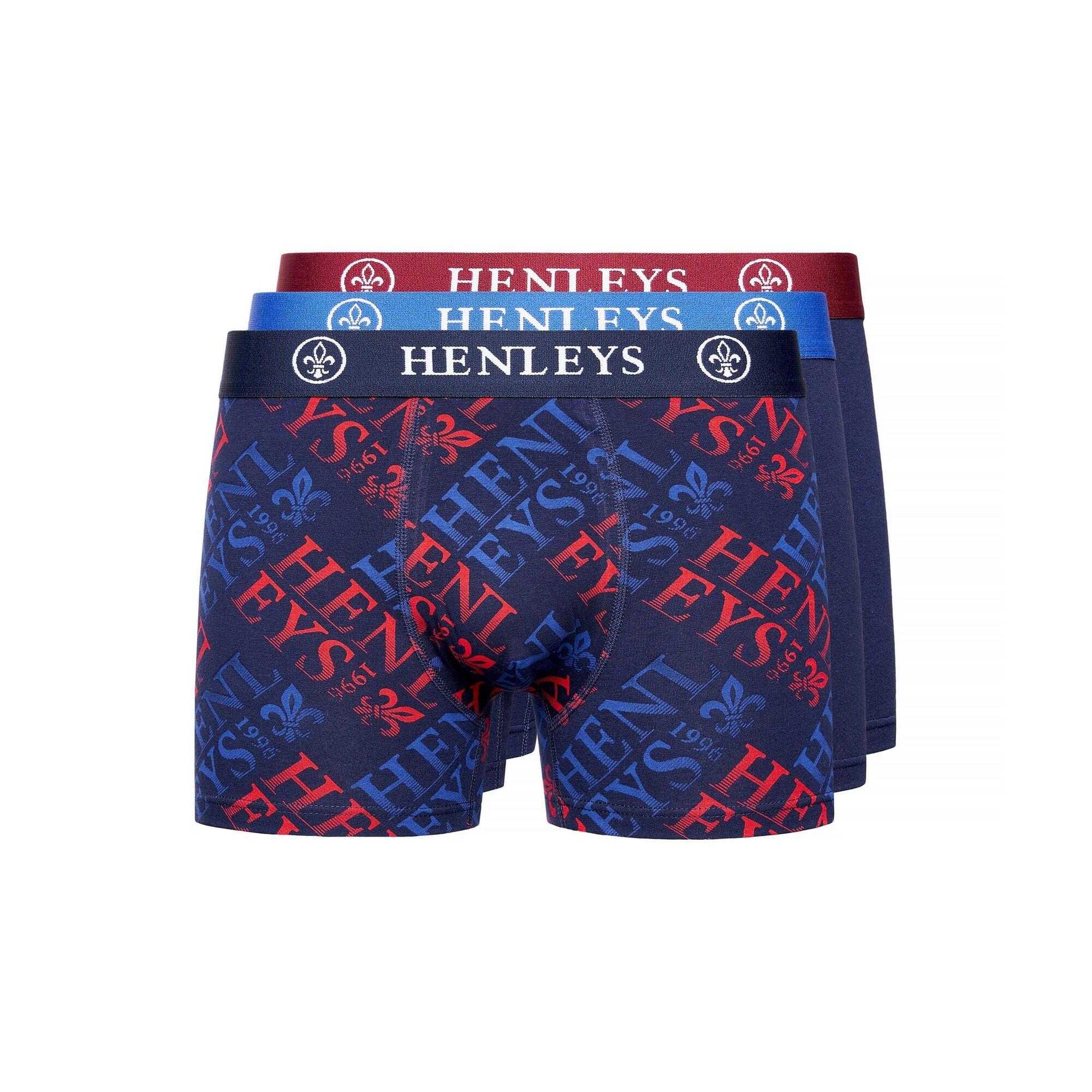 Henleys Mens Rutlers Assorted Designs Boxer Shorts (Pack of 3)