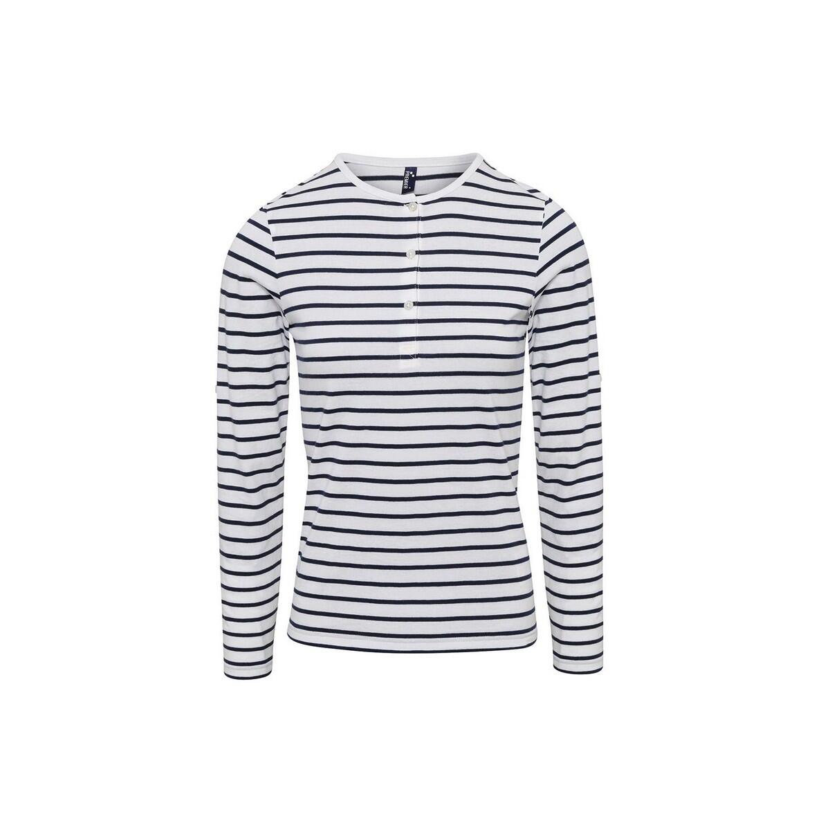 Premier Womens/Ladies Long John Striped Roll Sleeve T-Shirt