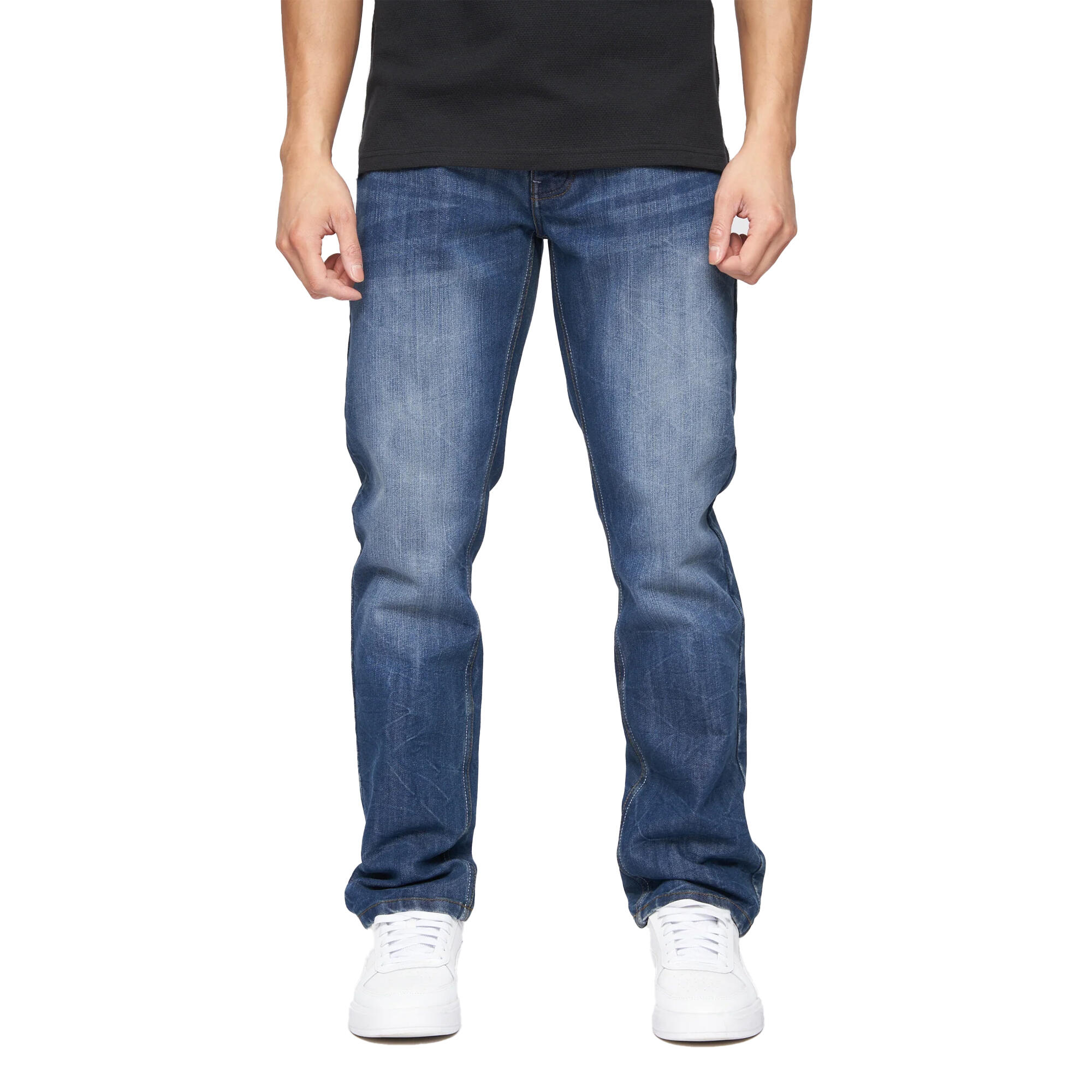 Crosshatch Mens New Techno Denim Embossed Jeans