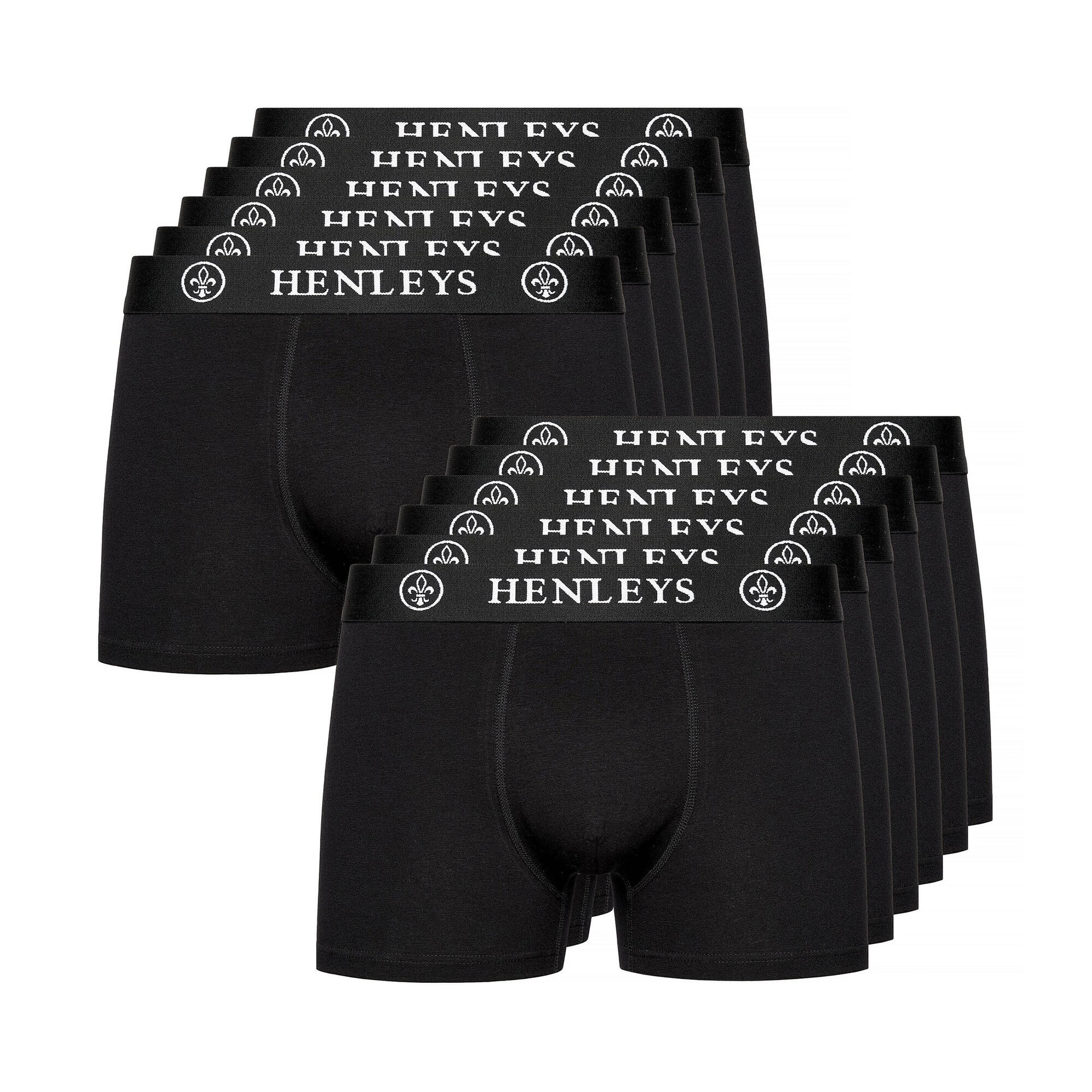 Henleys Mens McBlacken Boxer Shorts (Pack of 12)