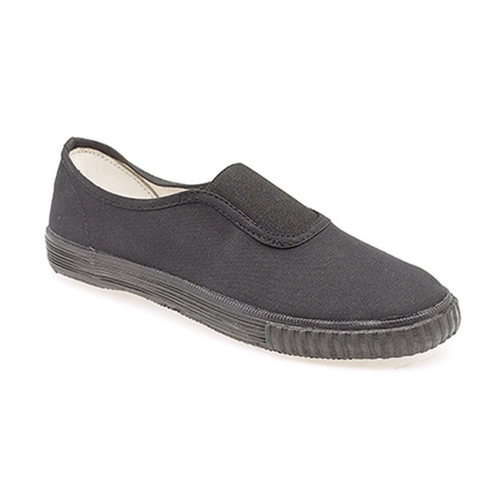 Dek Kids Unisex Junior Gusset Black Canvas Plimsolls