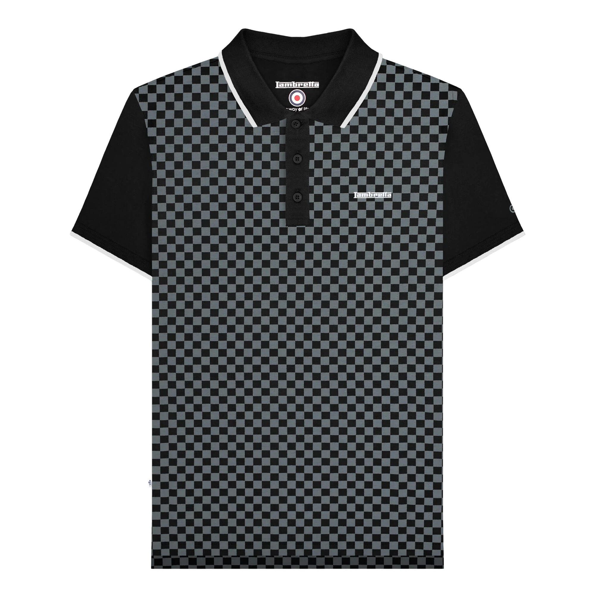 Lambretta Mens Two Tone All-Over Print Polo Shirt