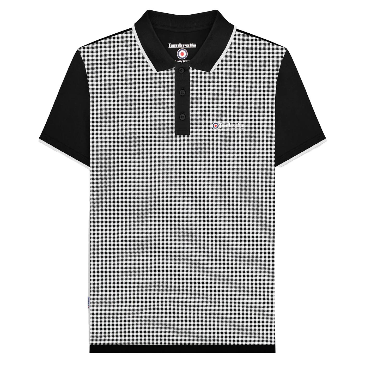 Lambretta Mens Gingham All-Over Print Big & Tall Polo Shirt