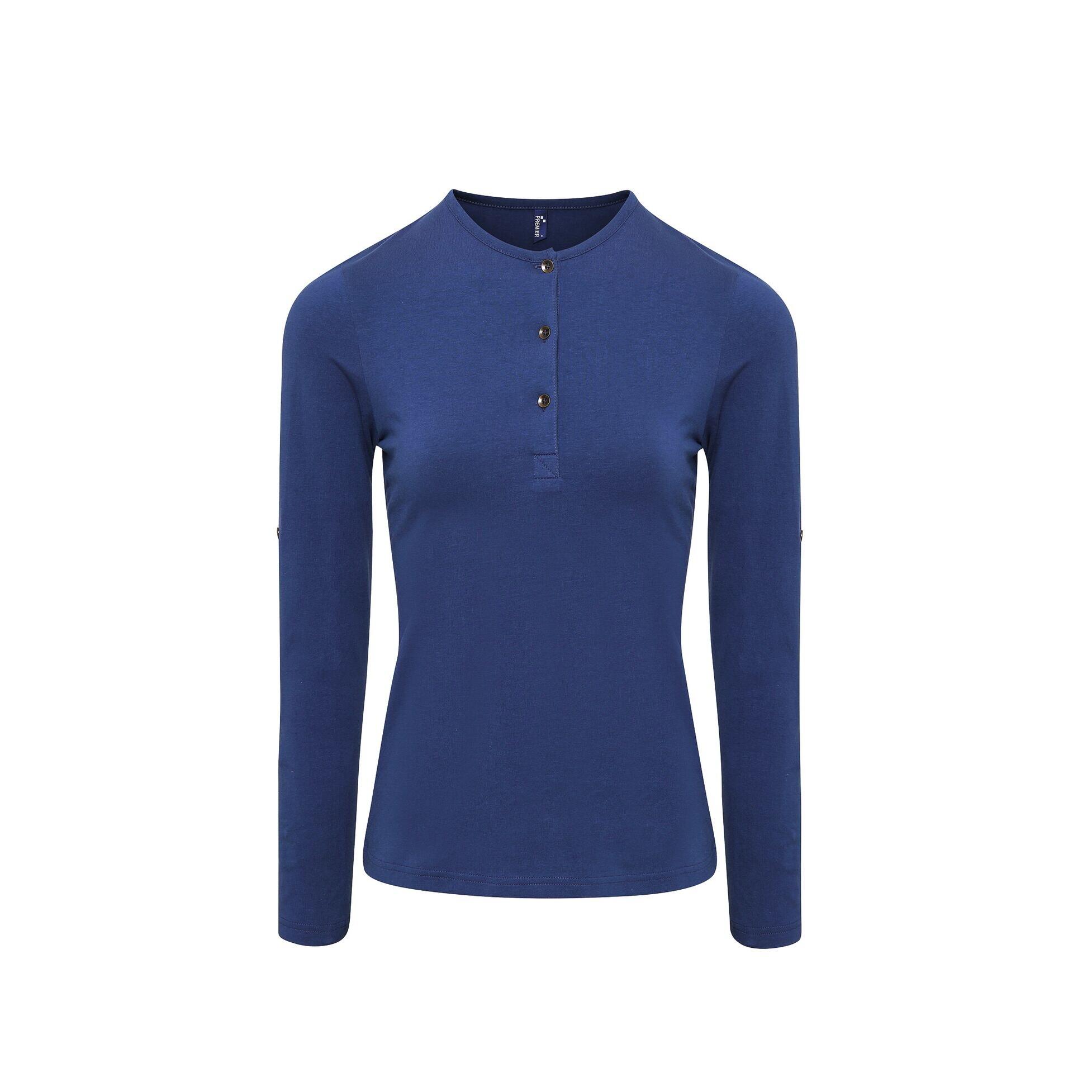Premier Womens/Ladies Long John Roll Sleeve Tee