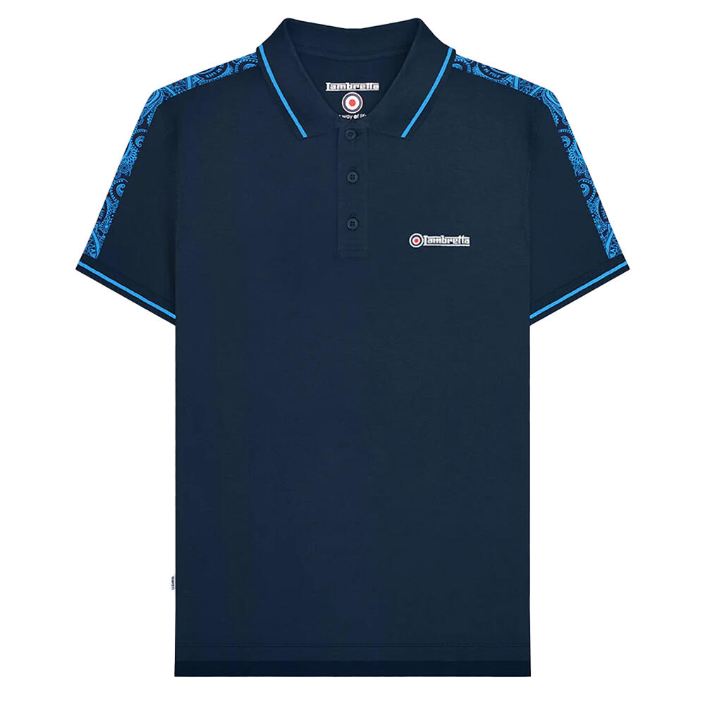 Lambretta Mens SS24 Paisley Taped Polo Shirt
