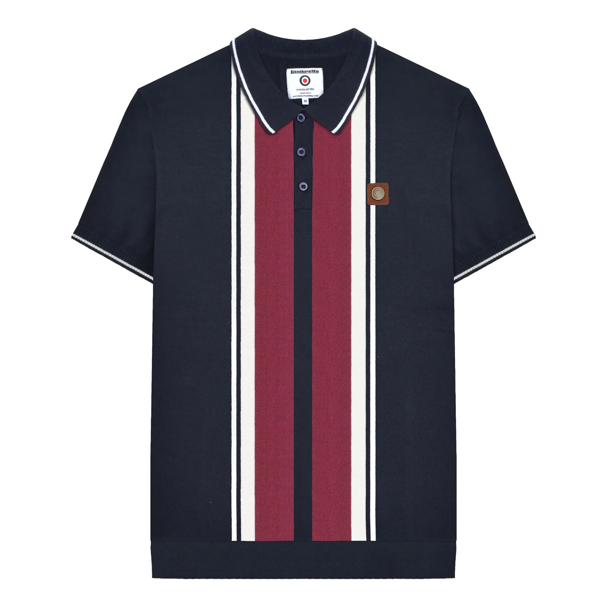 Lambretta Mens Greco Striped Knitted Short-Sleeved Polo Shirt