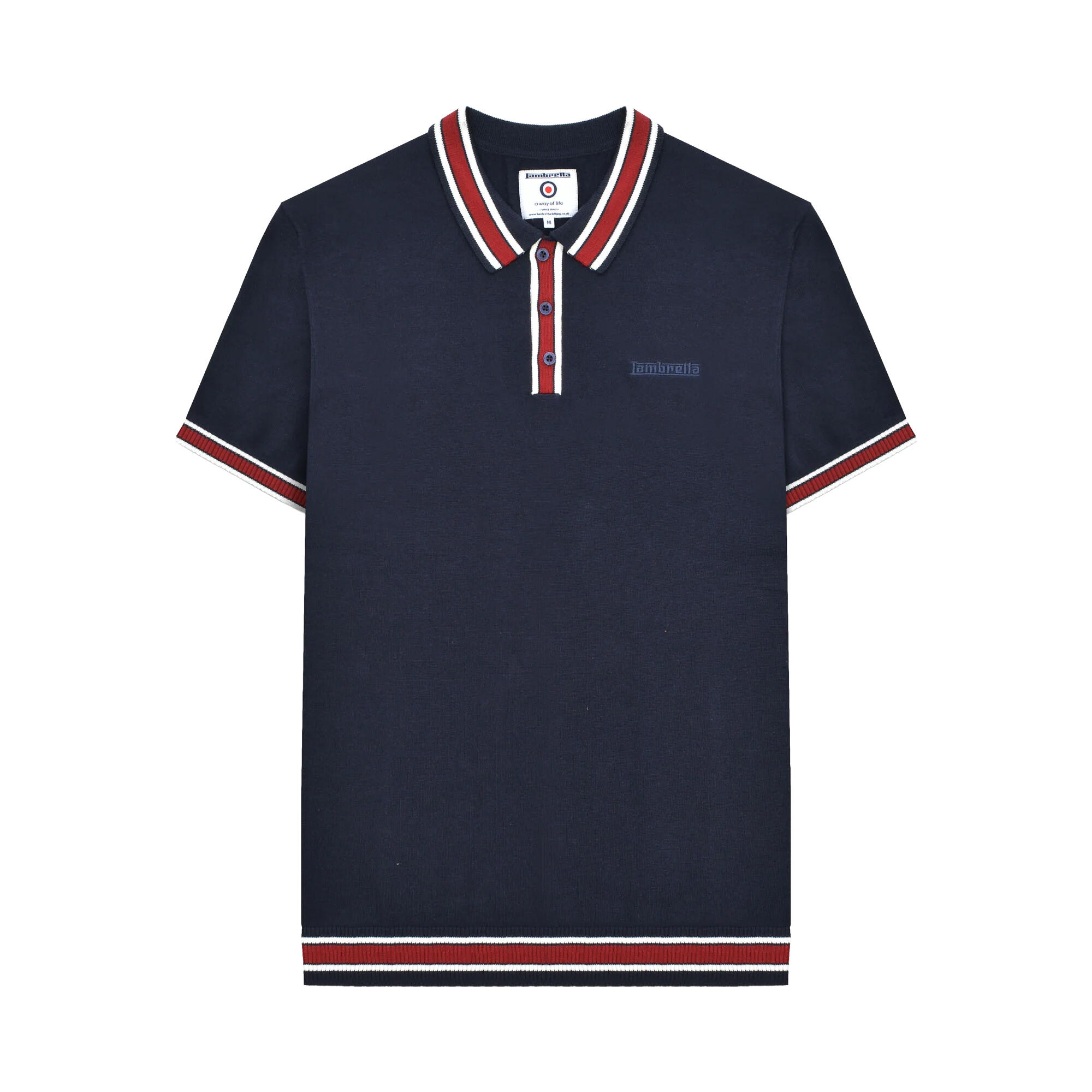 Lambretta Mens Valero Knitted Tipped Short-Sleeved Polo Shirt