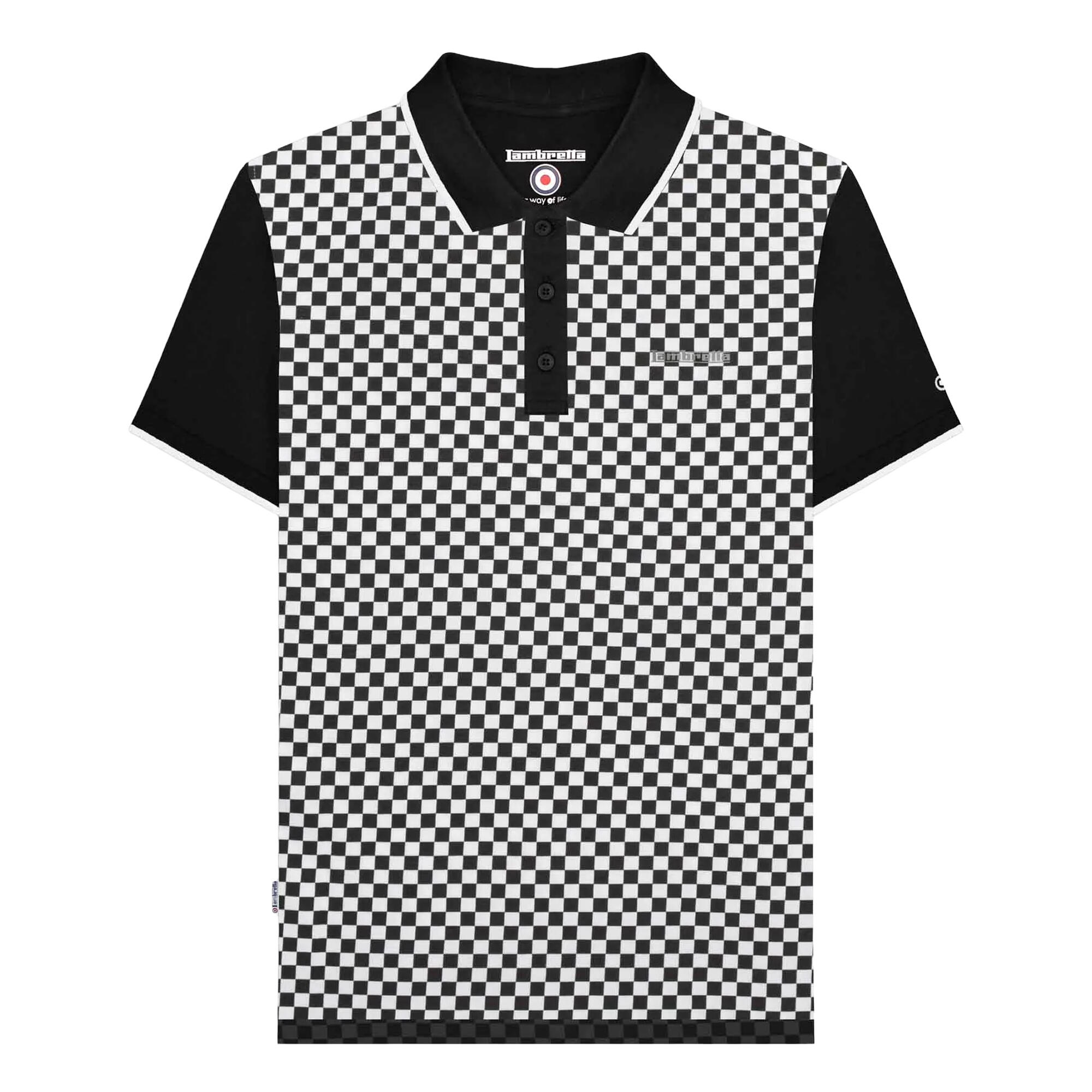 Lambretta Mens Two Tone All-Over Print Polo Shirt