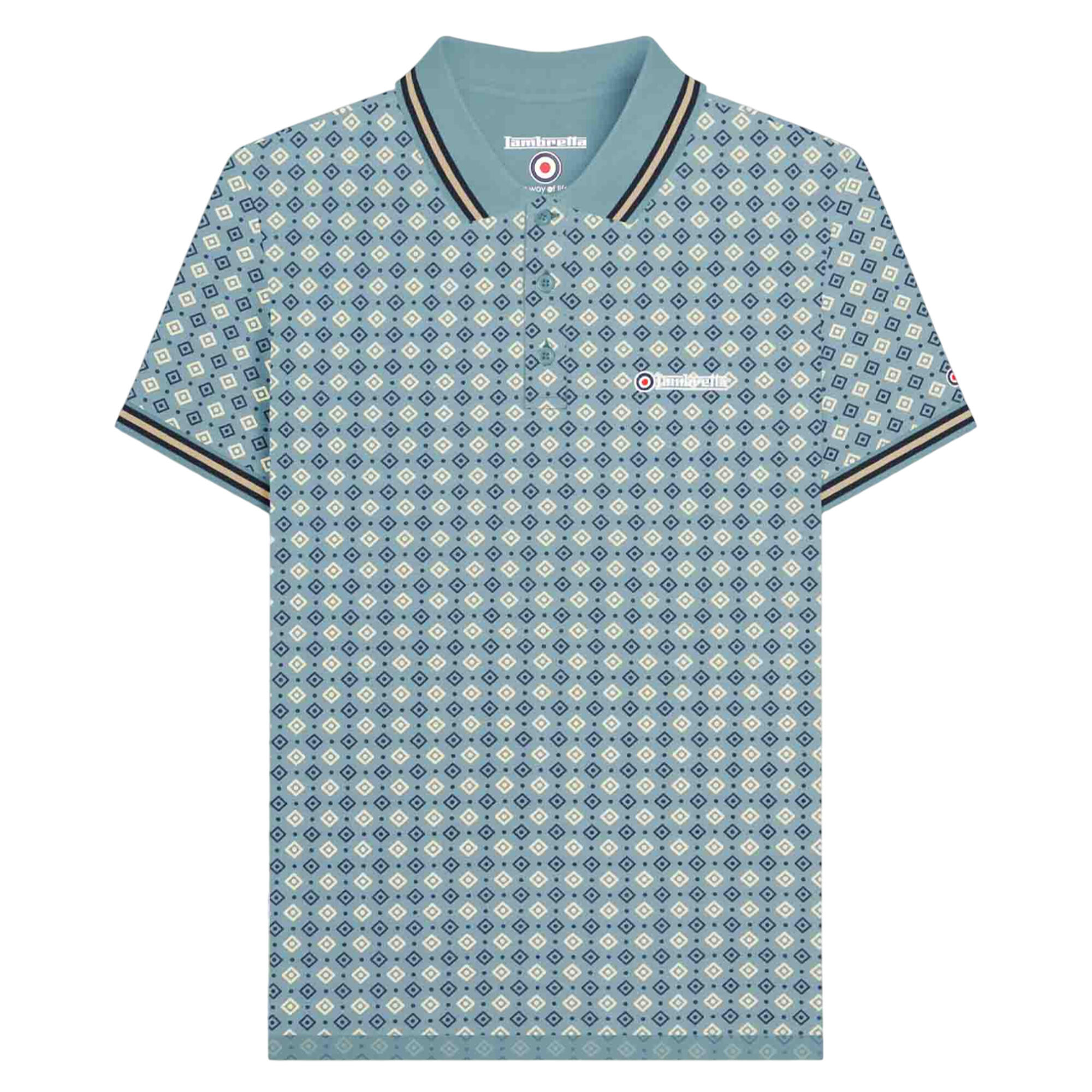 Lambretta Mens SS25 Geometric Big & Tall Polo Shirt