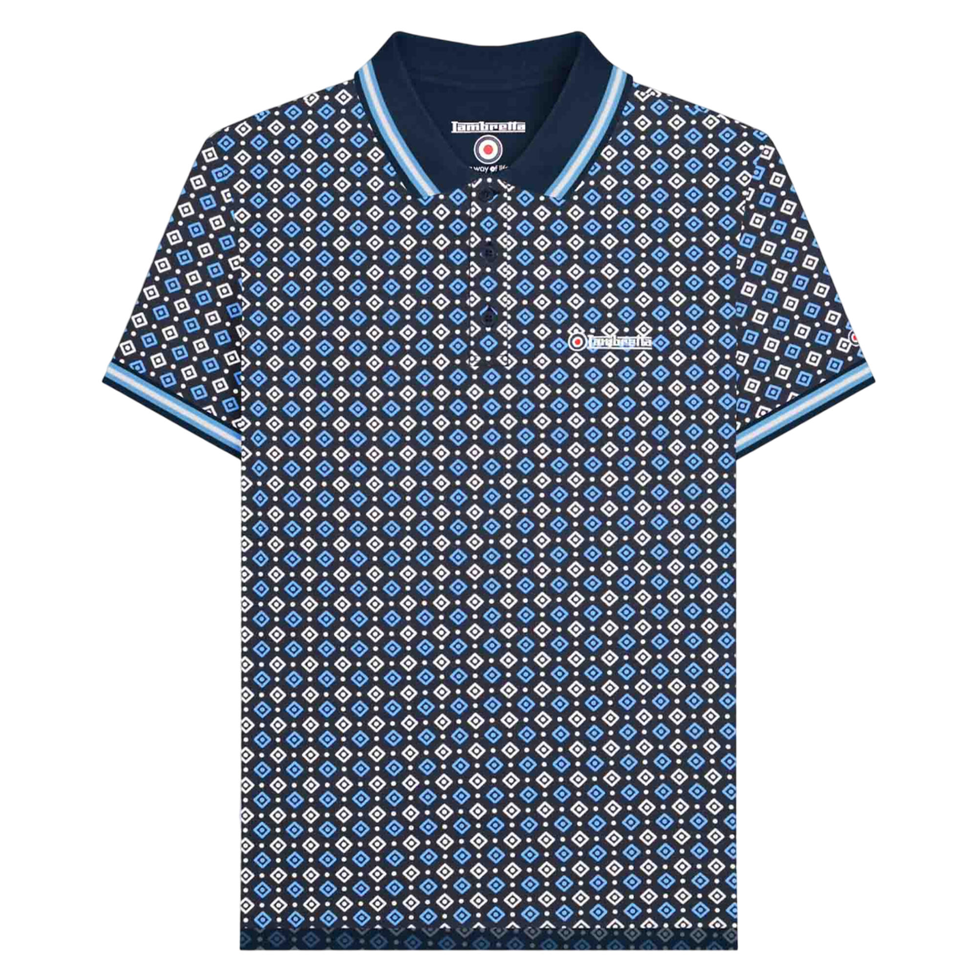 Lambretta Mens SS25 Geometric Big & Tall Polo Shirt