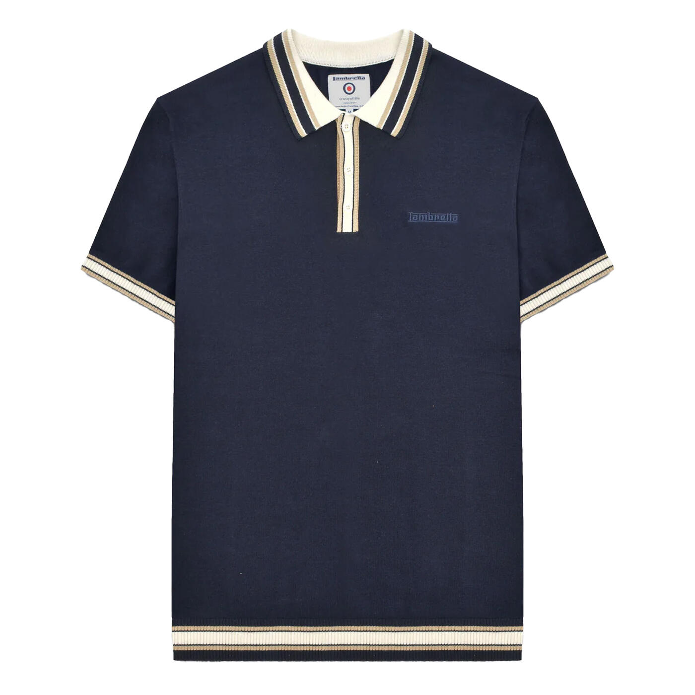 Lambretta Mens SS25 Tipped Knitted Polo Shirt