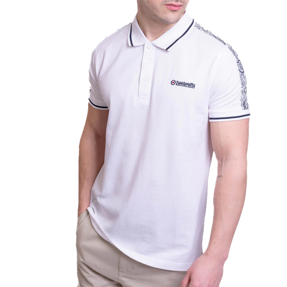 Lambretta Mens SS24 Paisley Taped Polo Shirt
