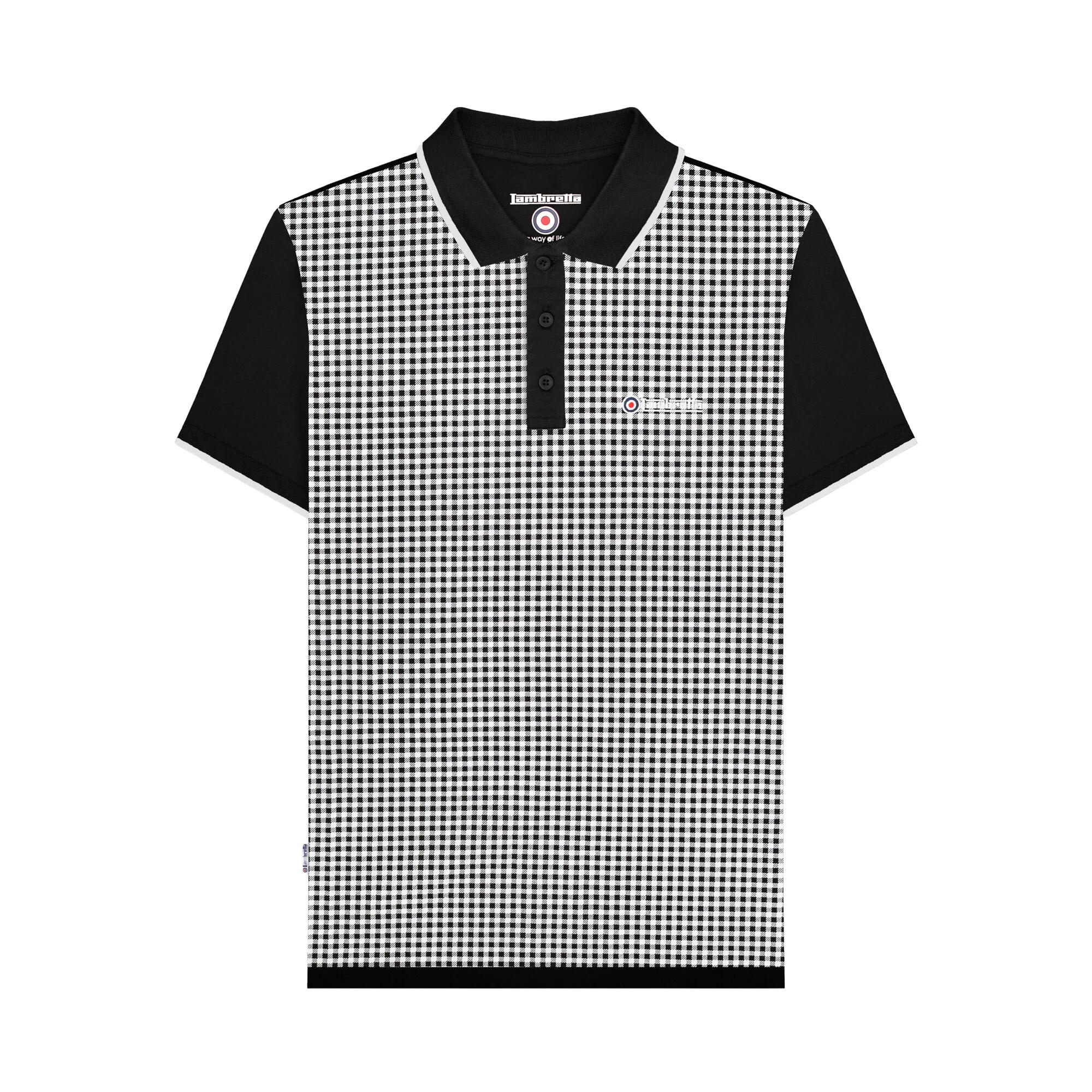 Lambretta Mens Gingham All-Over Print Polo Shirt