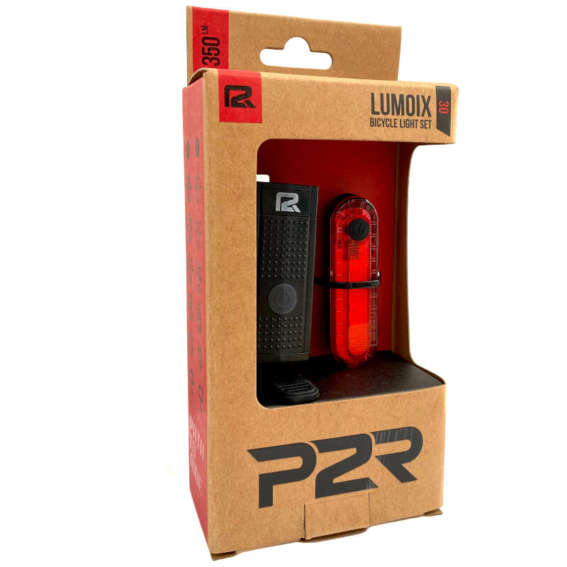 Set lumini P2R Lumoix 30 (față 350 lm, spate 10 lm, micro-USB).