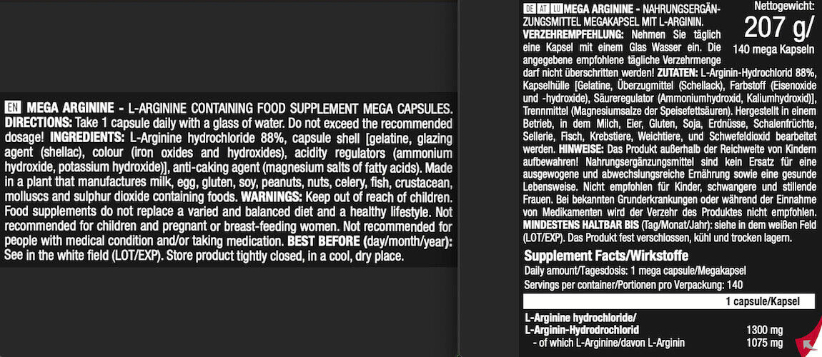 Mega Arginine - 140 Capsules Scitec Nutrition 3/5