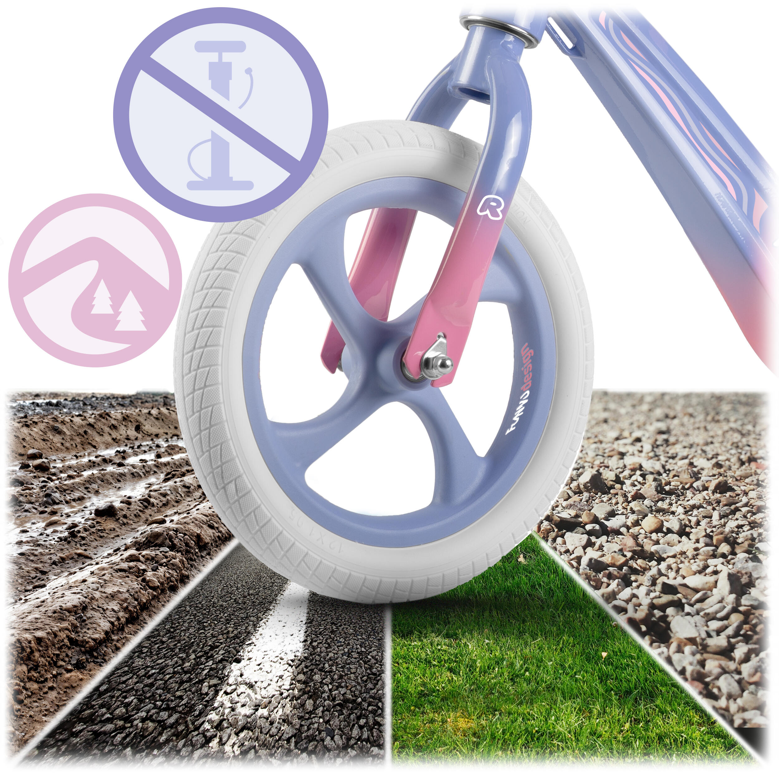 RICOKIDS Laufrad Lauflernrad Fahrrad Kinderrad höhenverstellbar EVA 12 Zoll 4/7