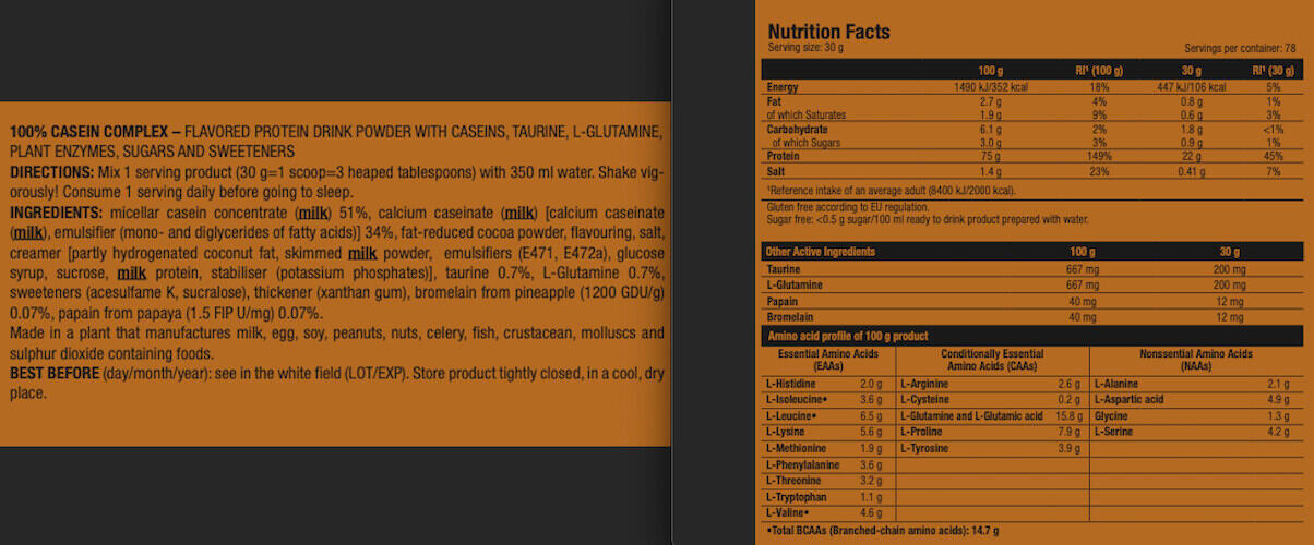 Caseïne Complex - 2,35 kg Belgische chocolade Scitec Nutrition 3/5