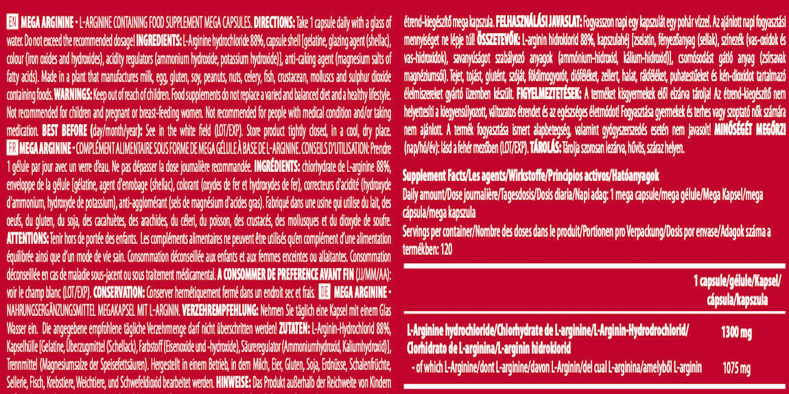 Mega Arginina - 120 Cápsulas Scitec Nutrition 3/5
