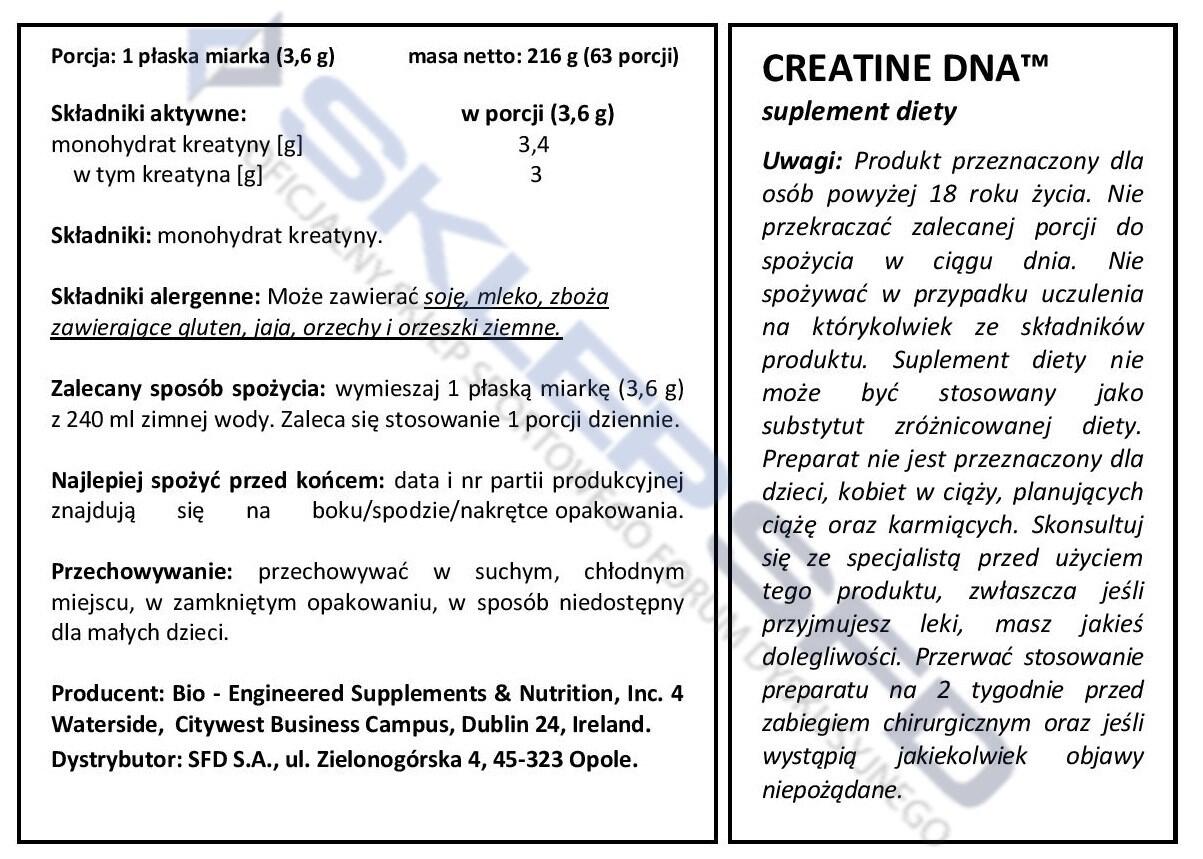 Creatine DNA 216g BSN 2/2