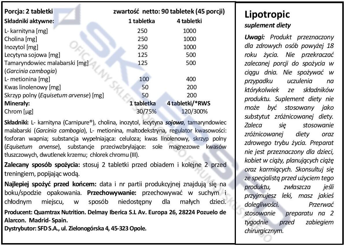 Lipotropic Fat Burner - 90 capsules de Quamtrax 2/4