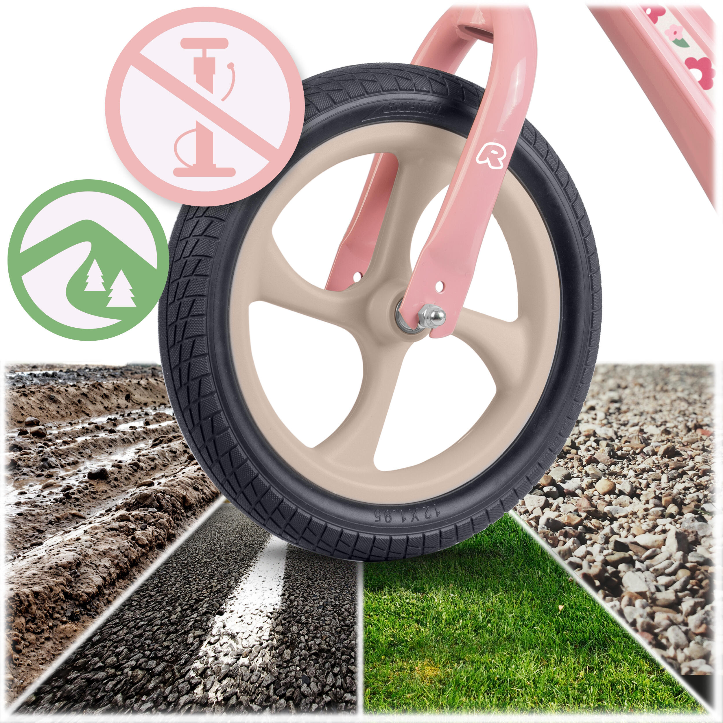RICOKIDS Laufrad Lauflernrad Fahrrad Kinderrad höhenverstellbar EVA 12 Zoll 5/7
