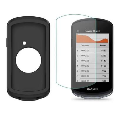 Siliconen hoes + gehard glazen beschermer voor garmin edge 1040