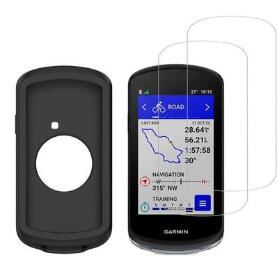 Siliconen hoes + 2 geharde glazen voor garmin edge 1040