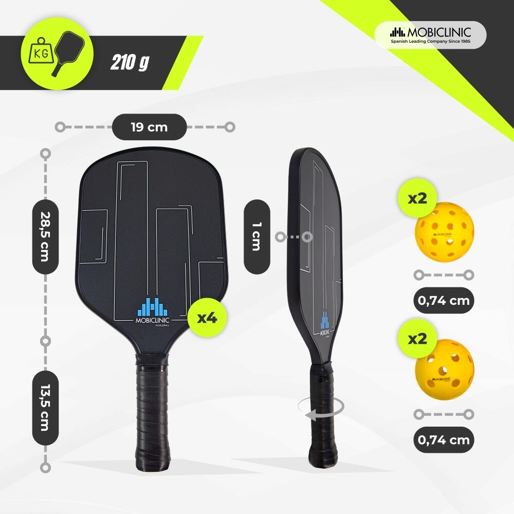 Kit de pickleball 4 racchette di fibra di vetro e 4 palline 2/7