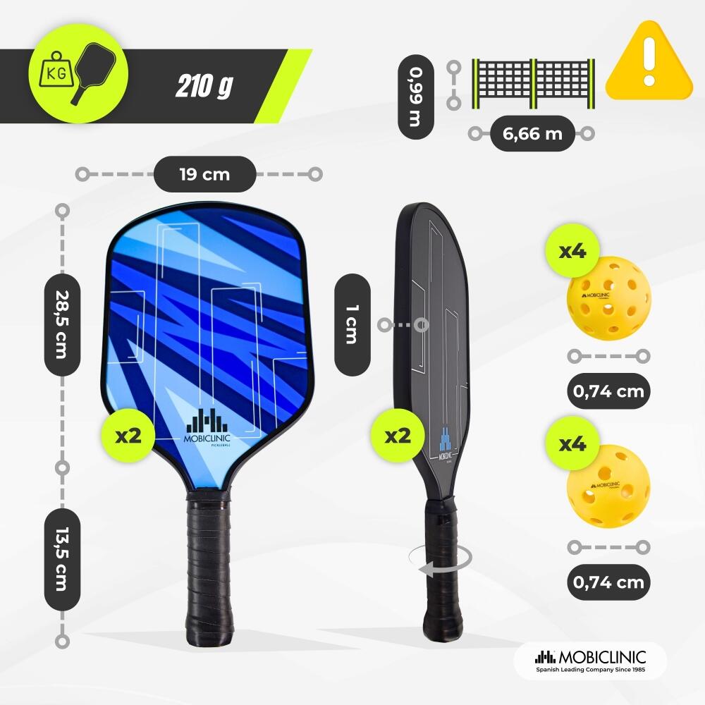 Complete Pickleball Set 4 rackets, 8 ballen + net 2/7