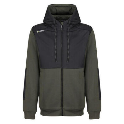 Heren full zip hoodie (donkere kaki/zwart)