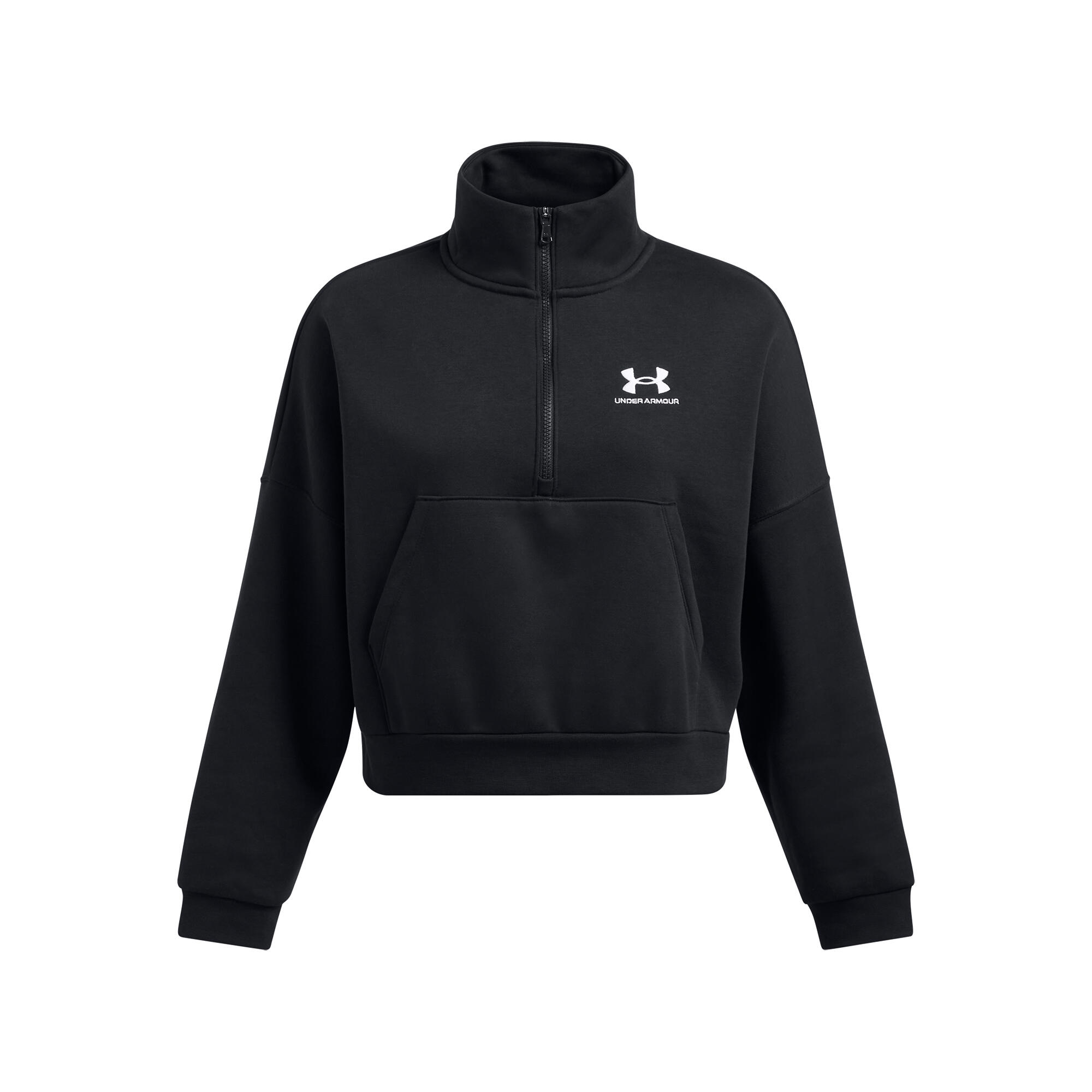 Under Armour - Polaire 1/2 Zip Oversize Femme Under Armour Icon - Sweat Zippé - Blanc|noir - 40 M - Decathlon