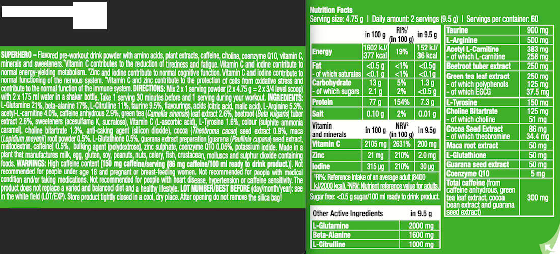 Pre-workout - Superhero - Cola Citron Vert 285g 3/3